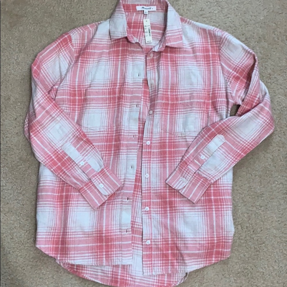 Madewell Pink Plaid Button Down Shirt